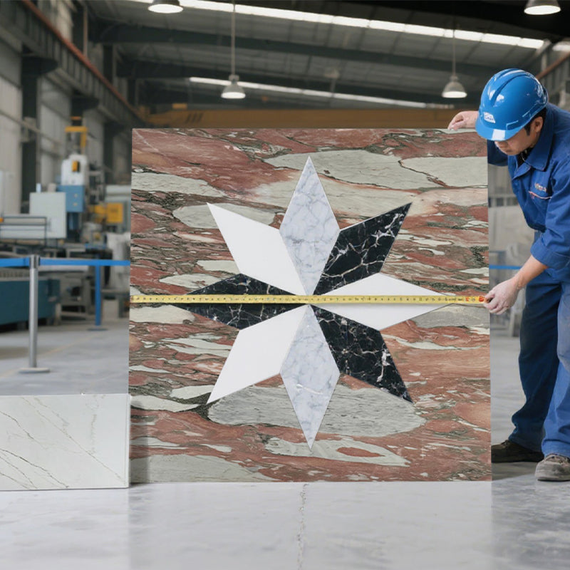 Marble stone claddingbath mosaic boarders - polished Rosa Norvegia Marble decorative artwork for kitchen and bathroom wall and floor, luxury mosaic tiles design