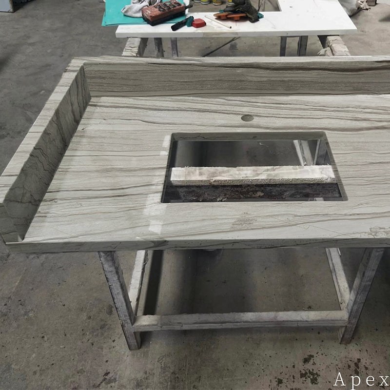 Coffee Wood Vein Marble bathroom vanity tops - inexpensive grey Marble bathroom countertops, floor tiles and wall tiles. Colored Marble top bathroom slabs