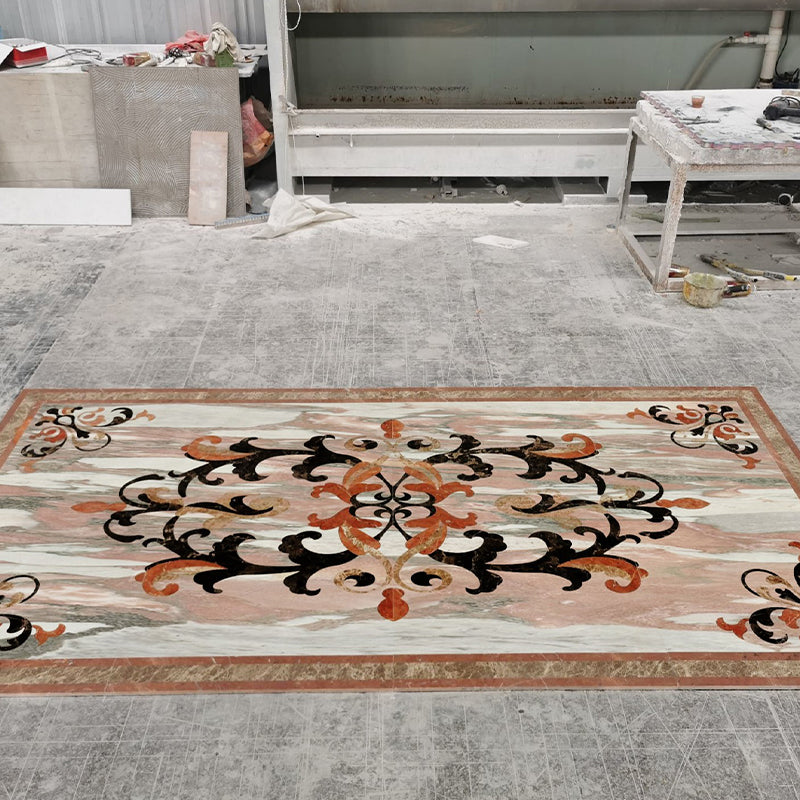 Marble stone claddingbath mosaic boarders - polished Rosa Norvegia Marble decorative artwork for kitchen and bathroom wall and floor, luxury mosaic tiles design