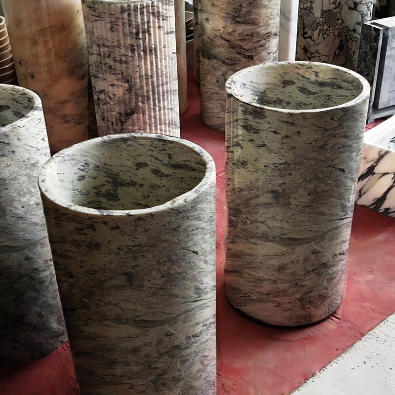 purple Marble stone outdoor sinks - Custom integrated Royal Lavender  Marble sinks for shower, bathroom and outdoor expensive Marble solid stone pedestal sinks