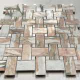 Marble stone claddingbath mosaic boarders - polished Rosa Norvegia Marble decorative artwork for kitchen and bathroom wall and floor, luxury mosaic tiles design