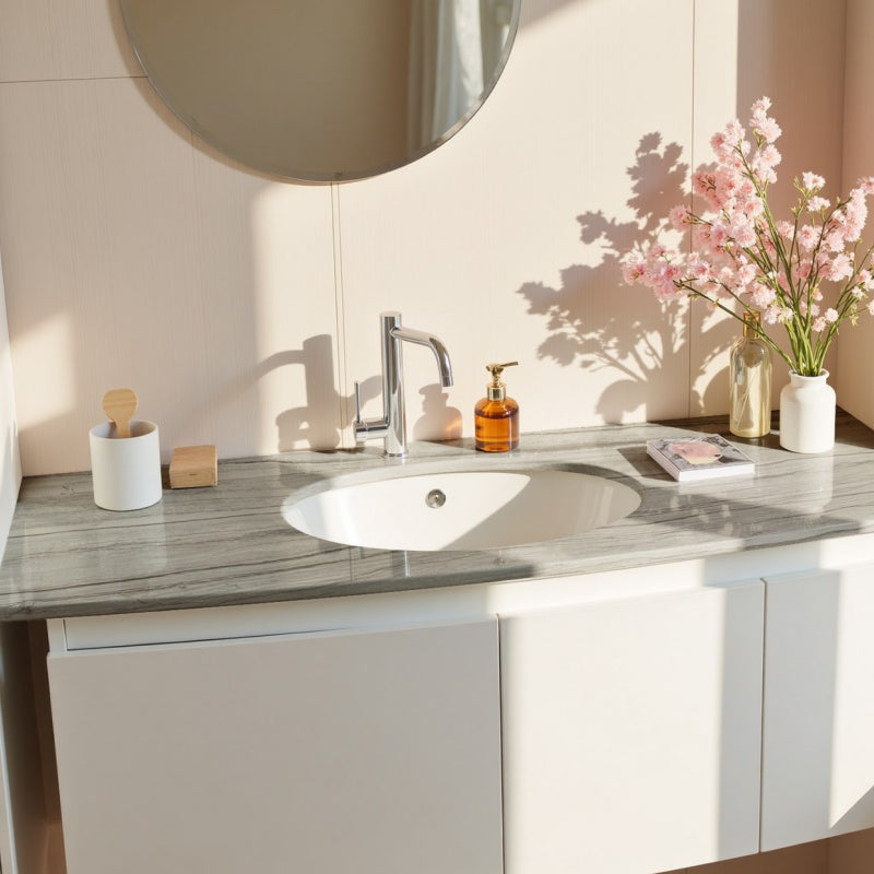 Coffee Wood Vein Marble bathroom vanity tops - inexpensive grey Marble bathroom countertops, floor tiles and wall tiles. Colored Marble top bathroom slabs