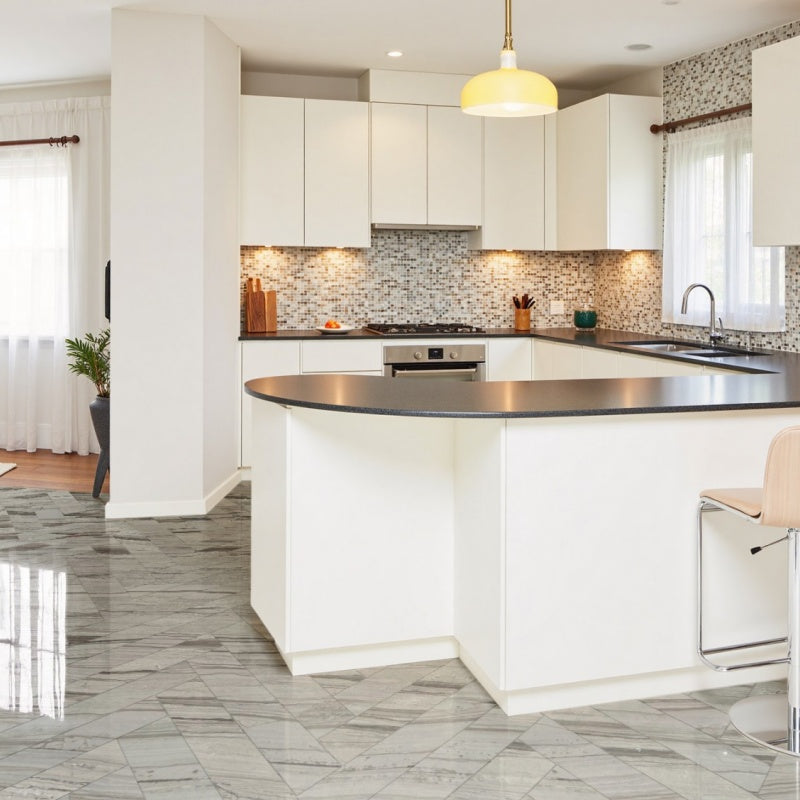 Marble bath flooring tile - inexpensive polishing grey Marble bath herringbone and basketweave patterned tiles, polishing Marble bathroom mosaic tiles, shower and kitchen flooring and walling tiles.