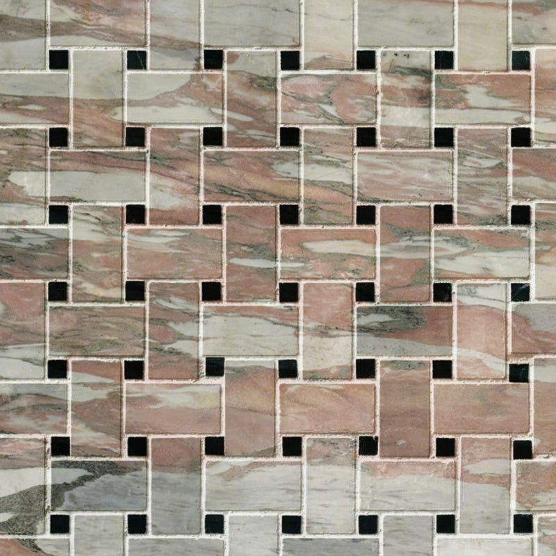 Marble stone claddingbath mosaic boarders - polished Rosa Norvegia Marble decorative artwork for kitchen and bathroom wall and floor, luxury mosaic tiles design