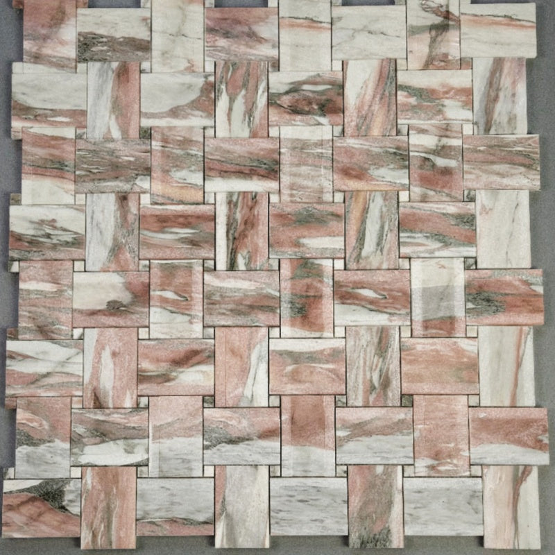 Marble stone claddingbath mosaic boarders - polished Rosa Norvegia Marble decorative artwork for kitchen and bathroom wall and floor, luxury mosaic tiles design