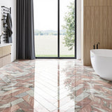 Marble stone claddingbath mosaic boarders - polished Rosa Norvegia Marble decorative artwork for kitchen and bathroom wall and floor, luxury mosaic tiles design