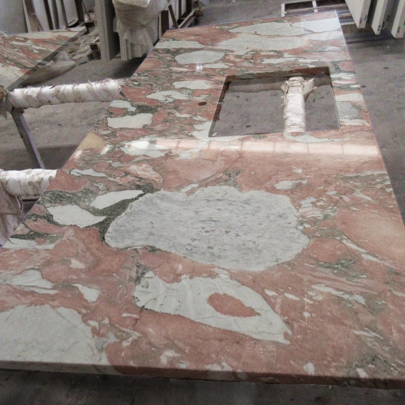 expensive Rosa Norvegia Marble slabs for cutting kitchen and bathroom countertops, shower wall tiles, kitchen and bathroom floor tiles, Marble fireplace hearth slabs, stair stepping slabs, interior wall panels