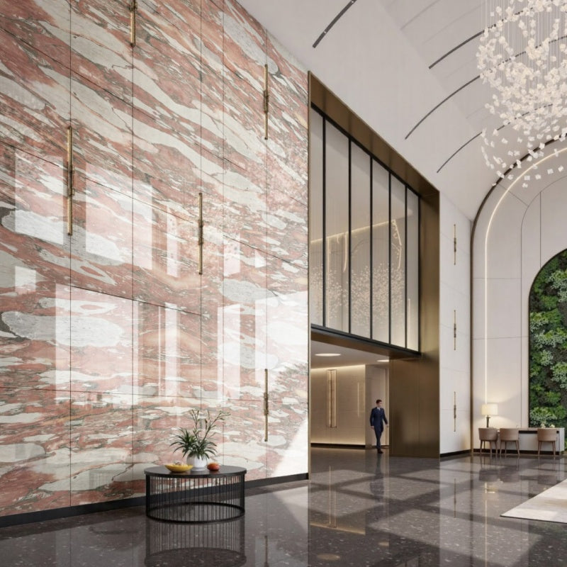 expensive Rosa Norvegia Marble slabs for cutting kitchen and bathroom countertops, shower wall tiles, kitchen and bathroom floor tiles, Marble fireplace hearth slabs, stair stepping slabs, interior wall panels