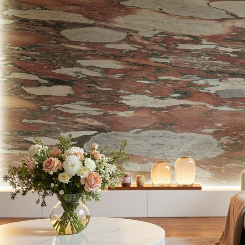 expensive Rosa Norvegia Marble slabs for cutting kitchen and bathroom countertops, shower wall tiles, kitchen and bathroom floor tiles, Marble fireplace hearth slabs, stair stepping slabs, interior wall panels