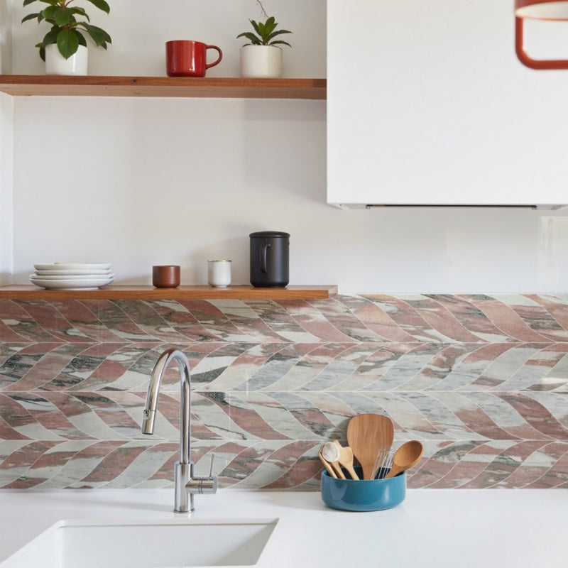 Marble stone claddingbath mosaic boarders - polished Rosa Norvegia Marble decorative artwork for kitchen and bathroom wall and floor, luxury mosaic tiles design