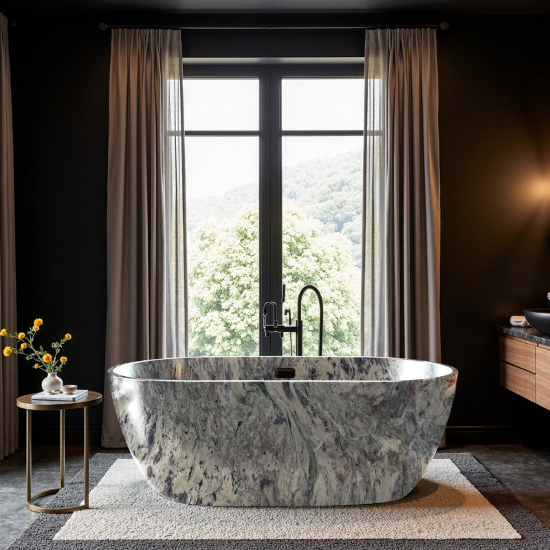 Natural stone bath tubs - soaking purple Marble top bathroom tubs for shower, expensive real Marble solid stone bathtub and marble top design