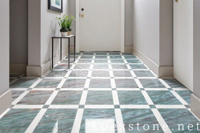 mosaic white Quartzite floor entry hall