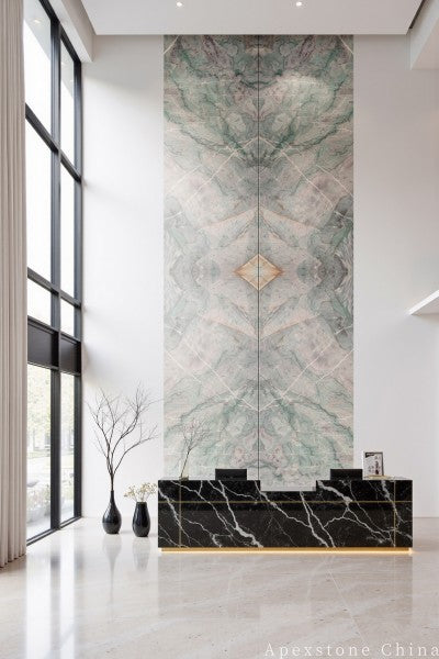 3/4 inch green Quartzite floor office