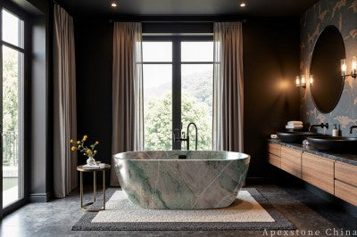 3/4 inch green Quartzite tile shower floor
