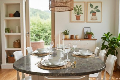 counter height green Marble dining table