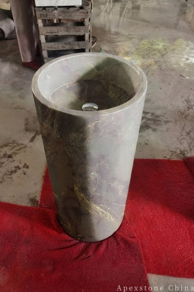 Ancient Green Marble carved pedestal sinks