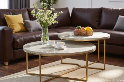 round beige Marble table tops