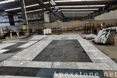 stacked stone Aqua Grey Marble wall panels