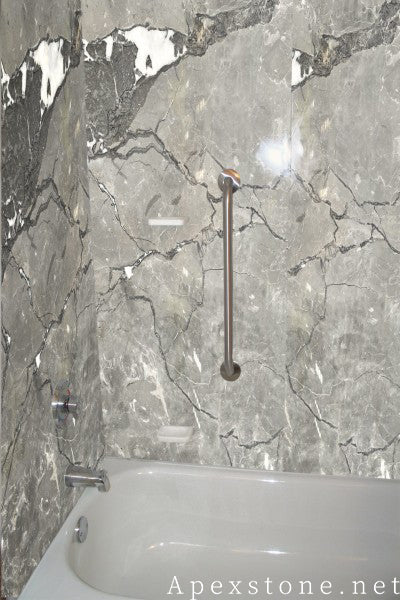 stacked stone Aqua Grey Marble wall panels