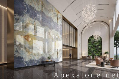 18x18 purple Quartzite wall office