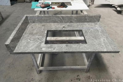 Textured grey Marble vanity tops