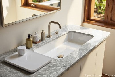Textured grey Marble vanity tops