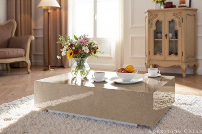 modern grey Limestone cocktail table