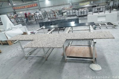 Leathered Bianco Crystal Granite tops