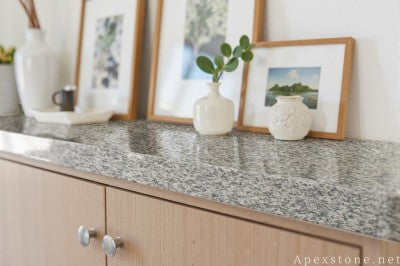 Leathered Bianco Crystal Granite tops