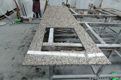 Leathered Bianco Crystal Granite tops