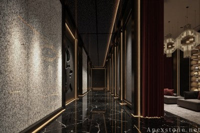 large white Granite wall corridor
