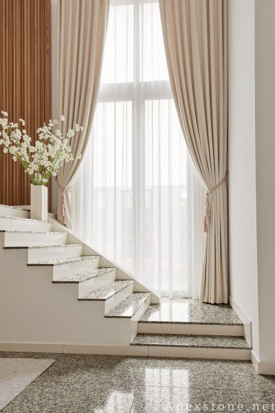 small white Granite wall staircase