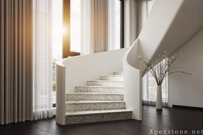 small white Granite wall staircase