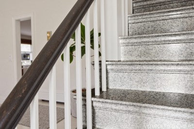 small white Granite wall staircase