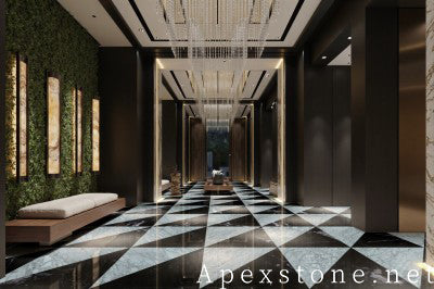 real stone white Marble floor foyer