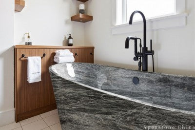black Marble marble top bathtub shower