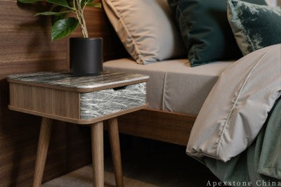 pedestal black Marble nightstand