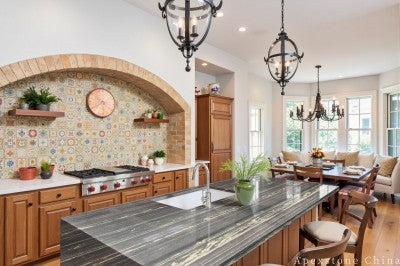 48 inch Black Gold Flow Quartzite island countertops