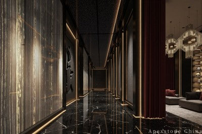 4 inch black Quartzite wall corridor