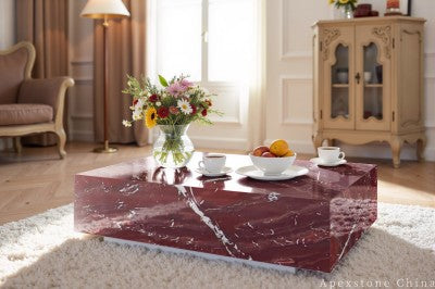 custom red Marble coffee table