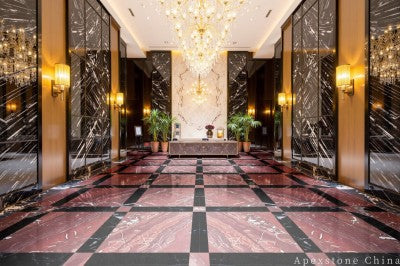stacked stone veneer red Marble wall hotel