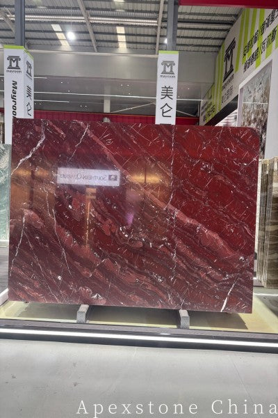exotic Bordeaux Red Marble slabs