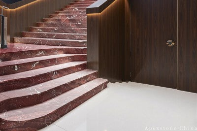 stacked stone veneer red Marble wall hotel