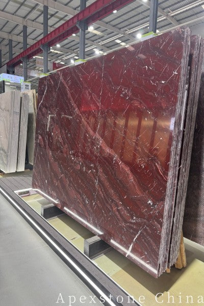 Waterfall Bordeaux Red Marble benchtops