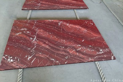 Waterfall Bordeaux Red Marble benchtops