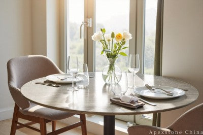 counter height blue Marble dining table