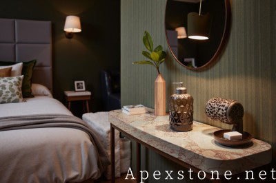rectangular cream Marble nightstand