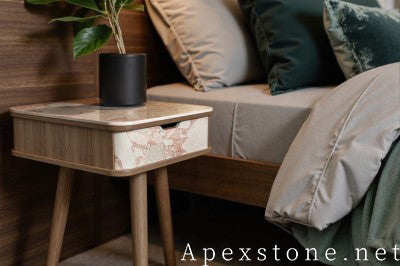 rectangular cream Marble nightstand