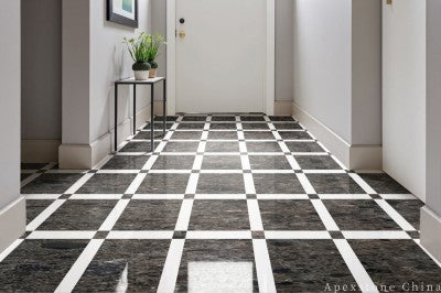 3/4 inch brown Marble floor entry hall