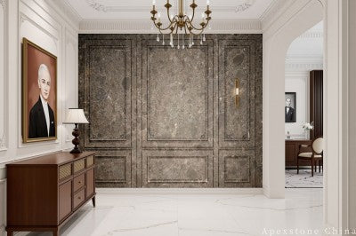 3/4 inch brown Marble floor entry hall